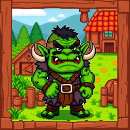A pixelated orc game character in the iconic Stardew Valley style, captured within a 32x32 pixel frame