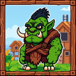 A pixelated orc game character in the iconic Stardew Valley style, captured within a 32x32 pixel frame