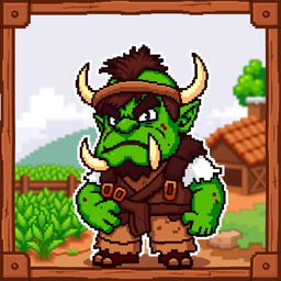 A pixelated orc game character in the iconic Stardew Valley style, captured within a 32x32 pixel frame