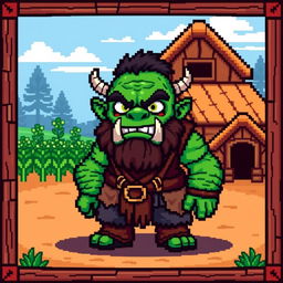 A pixelated orc game character in the iconic Stardew Valley style, captured within a 32x32 pixel frame
