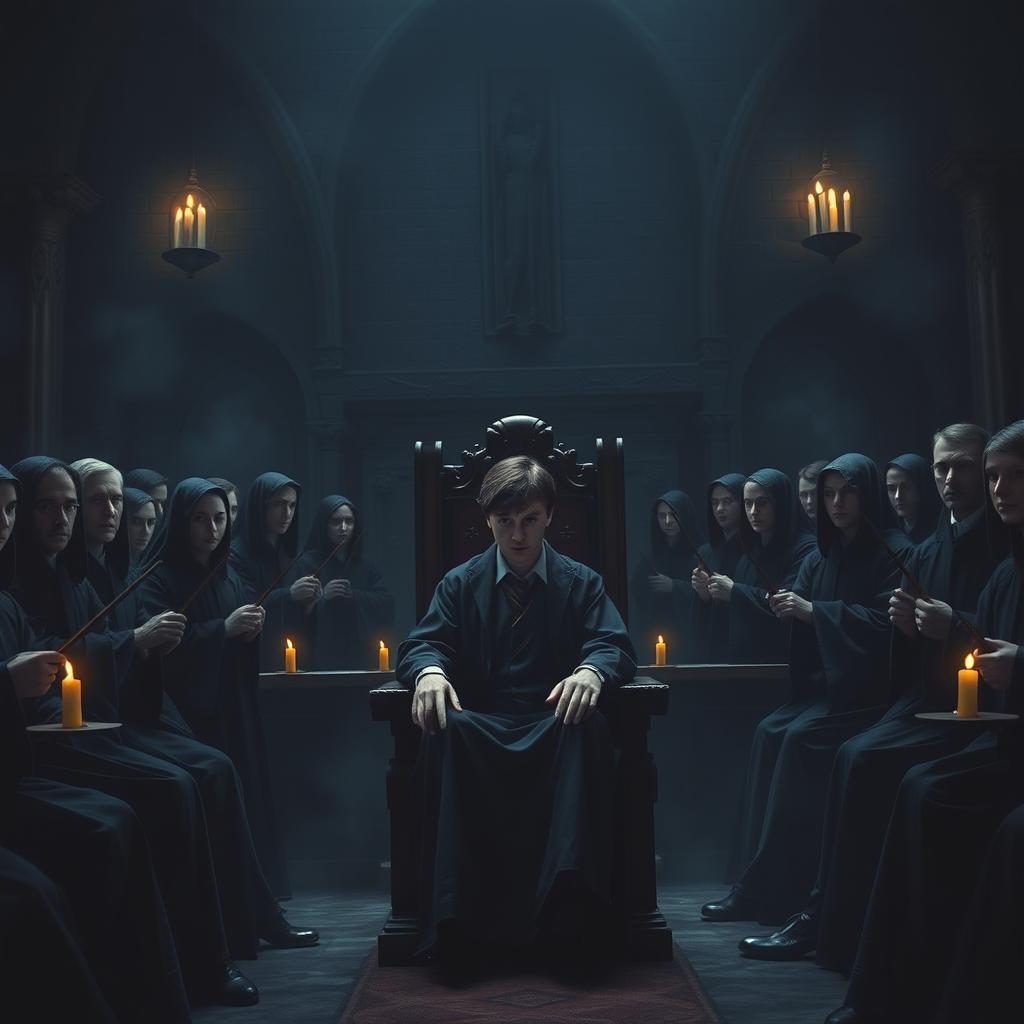 A dark, ominous courtroom from the world of Harry Potter