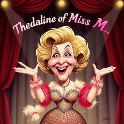 A caricature of Bette Midler with exaggerated features as a playful portrayal