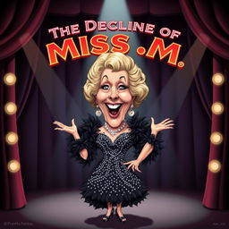 A caricature of Bette Midler with exaggerated features as a playful portrayal