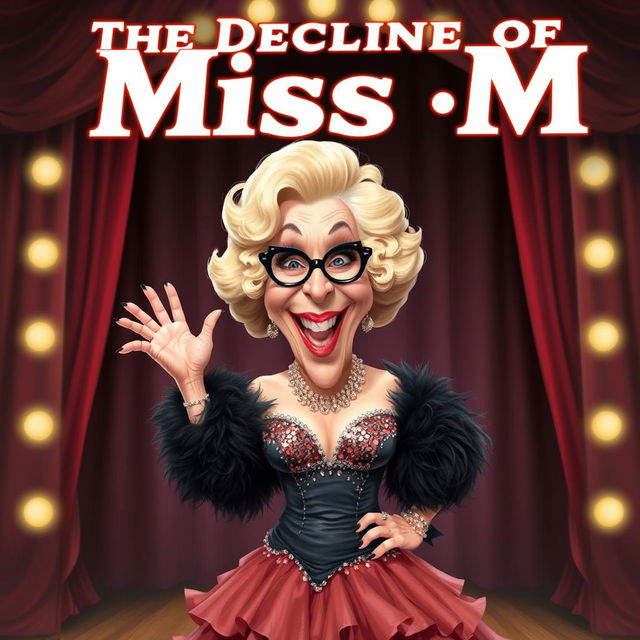 A caricature of Bette Midler with exaggerated and comedic features, embracing a humorous and light-hearted portrayal