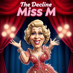 A caricature of Bette Midler with exaggerated and comedic features, embracing a humorous and light-hearted portrayal