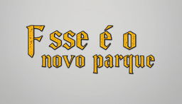 Text design with the words 'Esse é o' on the first line and 'novo parque' on the second line, styled in a font inspired by the iconic Harry Potter movie titles, featuring bold, sharp, angular lines