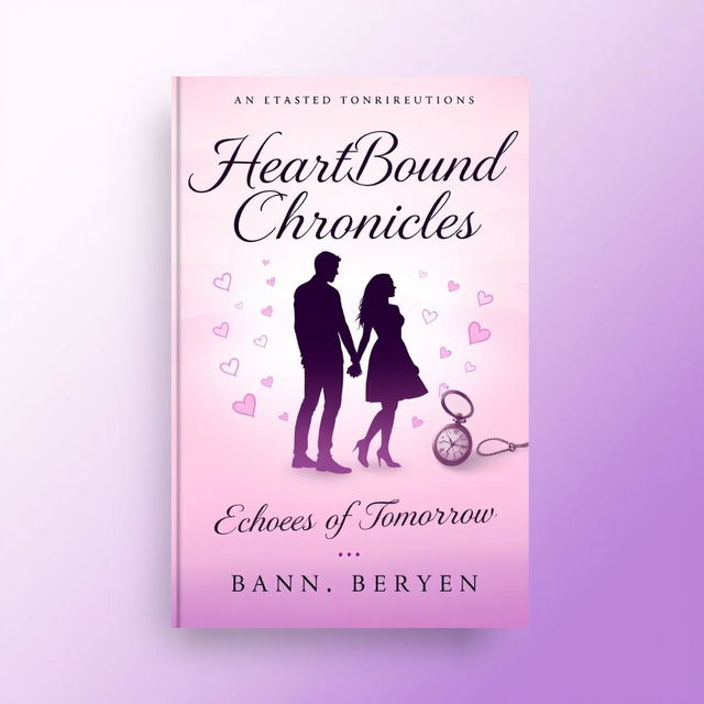 An elegant and mysterious cover design for a clean romance book titled 'HeartBound Chronicles: Echoes of Tomorrow'