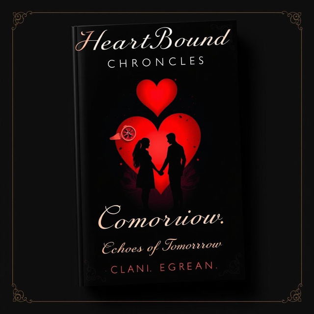 An elegant and mysterious cover design for a clean romance book titled 'HeartBound Chronicles: Echoes of Tomorrow'