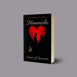 An elegant and mysterious cover design for a clean romance book titled 'HeartBound Chronicles: Echoes of Tomorrow'