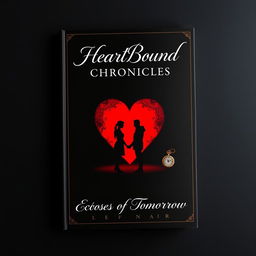 An elegant and mysterious cover design for a clean romance book titled 'HeartBound Chronicles: Echoes of Tomorrow'