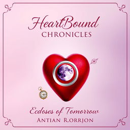 An elegant and mysterious cover design for a clean romance book titled 'HeartBound Chronicles: Echoes of Tomorrow'