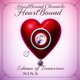 An elegant and mysterious cover design for a clean romance book titled 'HeartBound Chronicles: Echoes of Tomorrow'