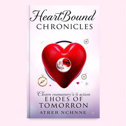 An elegant and mysterious cover design for a clean romance book titled 'HeartBound Chronicles: Echoes of Tomorrow'