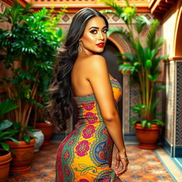 A stunning Moroccan woman with pronounced curves, exuding confidence and elegance