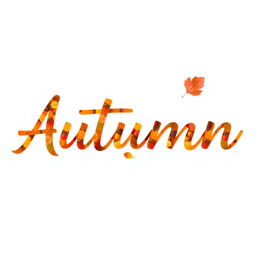 Create a high-definition image of the word 'Autumn' in a creative autumn style on a white background