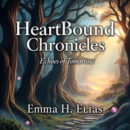 A captivating fantasy book cover titled "HeartBound Chronicles: Echoes of Tomorrow" with the author's name "Emma H