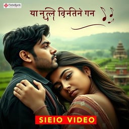 A music video poster for an Indian sad romantic song, featuring a couple in an emotional embrace