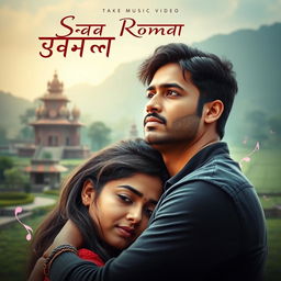 A music video poster for an Indian sad romantic song, featuring a couple in an emotional embrace