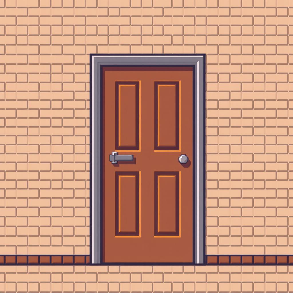 A pixel art depiction of a door measuring 32x32 pixels