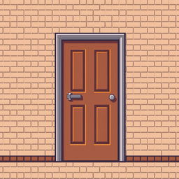 A pixel art depiction of a door measuring 32x32 pixels