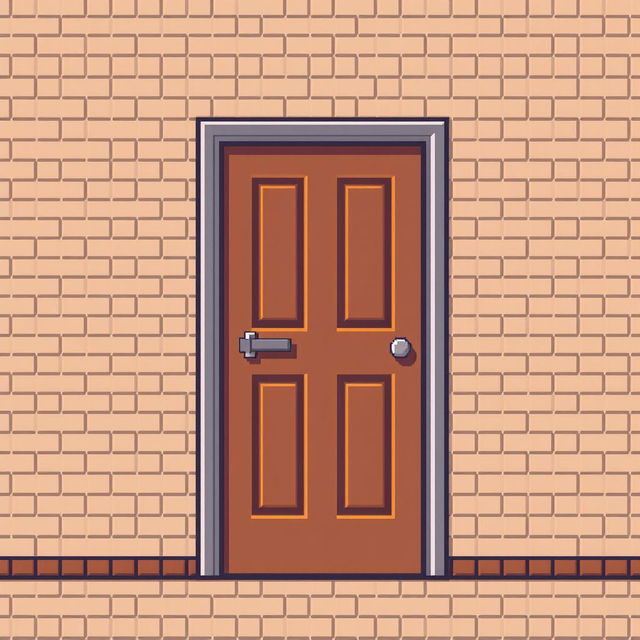 A pixel art depiction of a door measuring 32x32 pixels