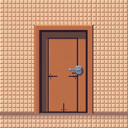 A pixel art depiction of a door measuring 32x32 pixels