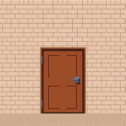 A pixel art depiction of a door measuring 32x32 pixels