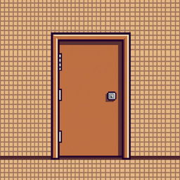 A pixel art depiction of a door measuring 32x32 pixels