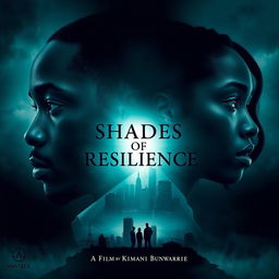 A dramatic movie poster for the film "Shades of Resilience," a film by Kimani Bunwarrie