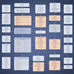 A detailed overview of processes in operating systems, visually represented with flowcharts, process diagrams, system layers and user interfaces.