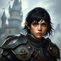 A portrait of a young human warrior from a Dungeons & Dragons setting