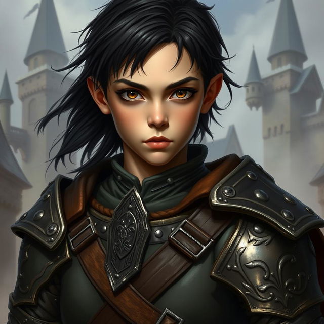 A portrait of a young human warrior from a Dungeons & Dragons setting