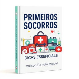 A modern book cover design for a family-oriented first aid guide