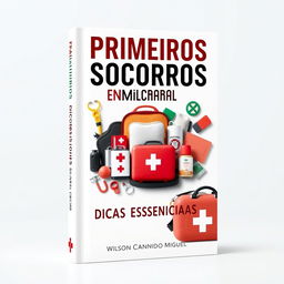 A modern book cover design for a family-oriented first aid guide