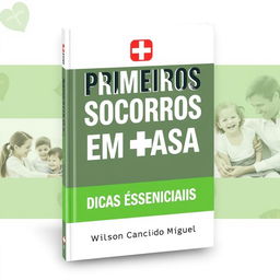 A modern book cover design for a family audience featuring a first aid kit and a health symbol prominently