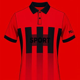 A vibrant red football jersey featuring three vertical black stripes on the front, giving it a dynamic and sporty look