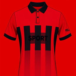 A vibrant red football jersey featuring three vertical black stripes on the front, giving it a dynamic and sporty look