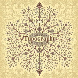 A visually intricate mind map focused on typography, enriched with complex hand-drawn ornaments and designs