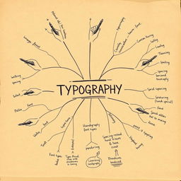 A unique mind map focused on typography, blending the theme of hands and handwriting