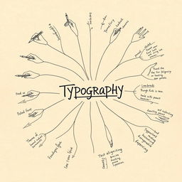 A unique mind map focused on typography, blending the theme of hands and handwriting