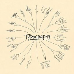 A unique mind map focused on typography, blending the theme of hands and handwriting