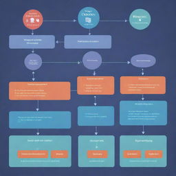 An illustrative representation showcasing the various processes performed within operating systems, complete with system layers, process flows, and user interfaces