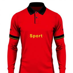 A striking red football jersey featuring three vertical black stripes on the front, creating a bold and sporty look