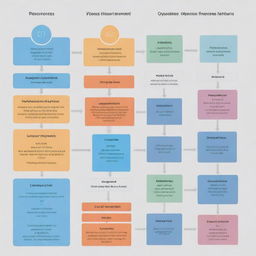 An illustrative representation showcasing the various processes performed within operating systems, complete with system layers, process flows, and user interfaces