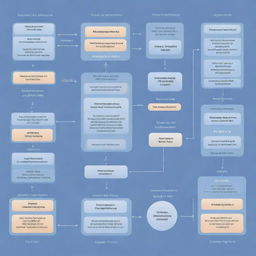 An illustrative representation showcasing the various processes performed within operating systems, complete with system layers, process flows, and user interfaces