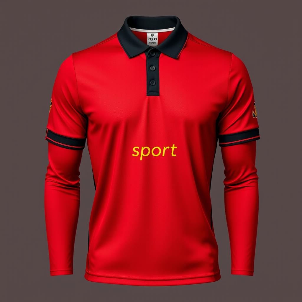 A striking red football jersey featuring three vertical black stripes on the front, perfectly combining a bold and sporty look