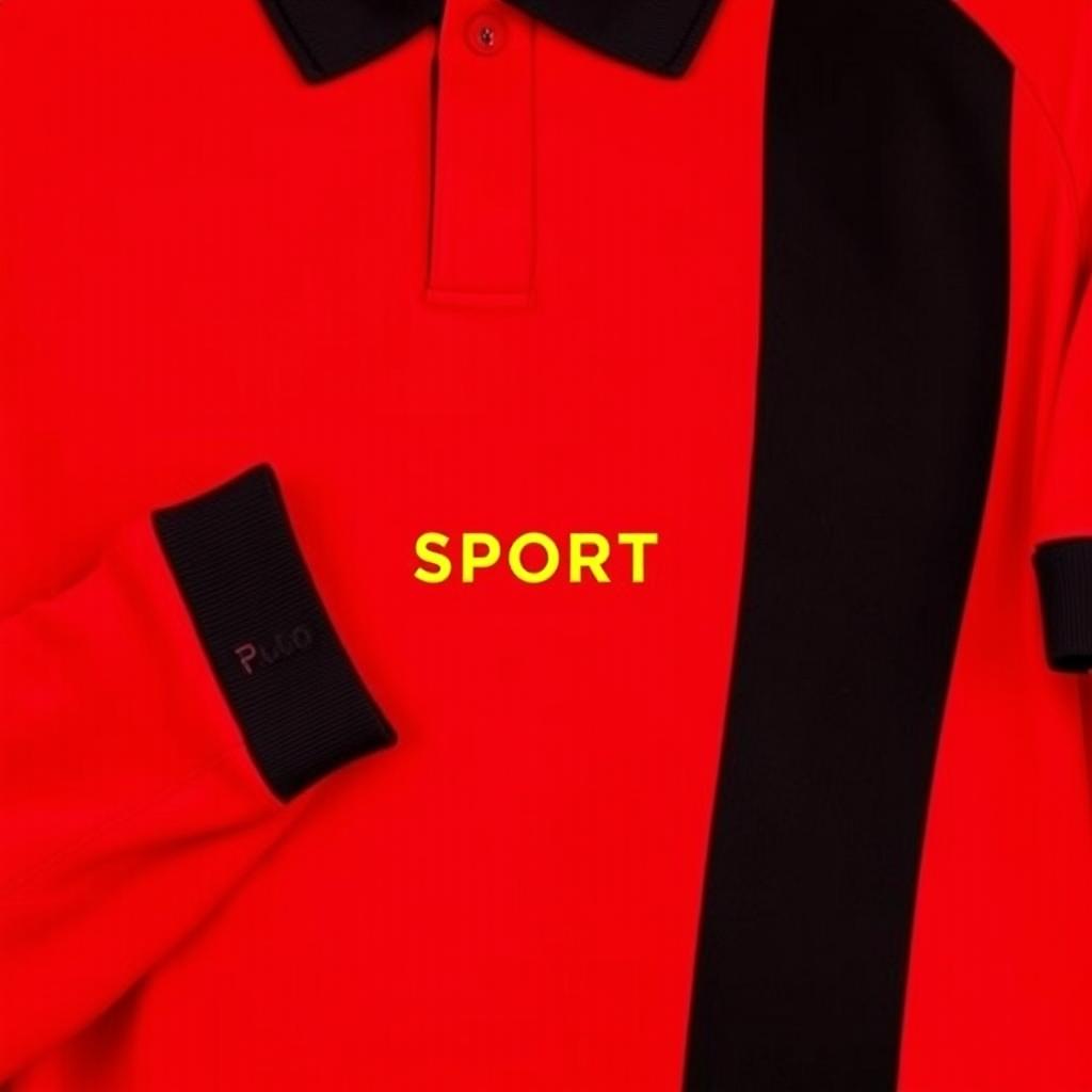 A vibrant red football jersey featuring three vertical black stripes, offering a striking and sporty aesthetic