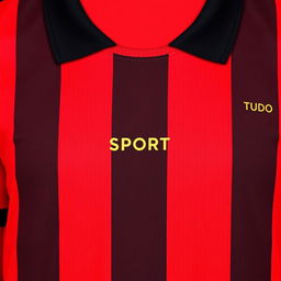 A vibrant red football jersey featuring three vertical black stripes, offering a striking and sporty aesthetic