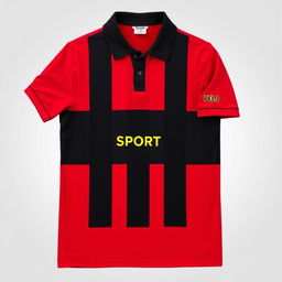 A vibrant red football jersey with three vertical black stripes, creating a bold and striking sports appearance