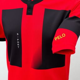 A vibrant red football jersey with three vertical black stripes, creating a bold and striking sports appearance